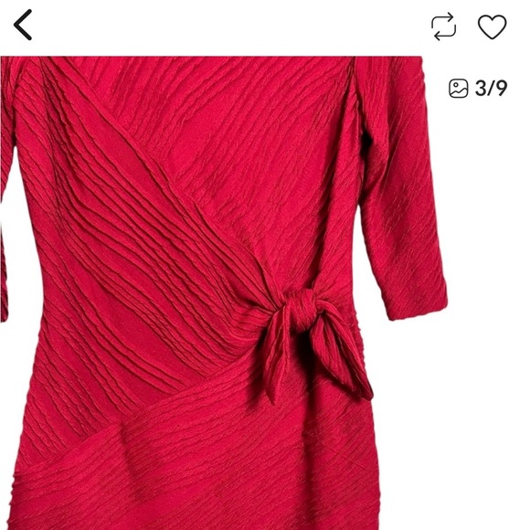 Donna Morgan Burgundy Textured Tie-Waist Midi Dress - Picture 4 of 6